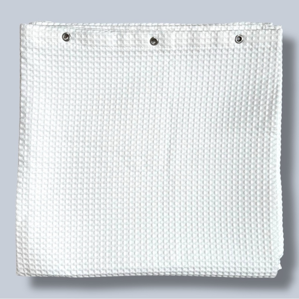 Waffle Weave Elegant White Shower Curtain - Picture 2 of 10